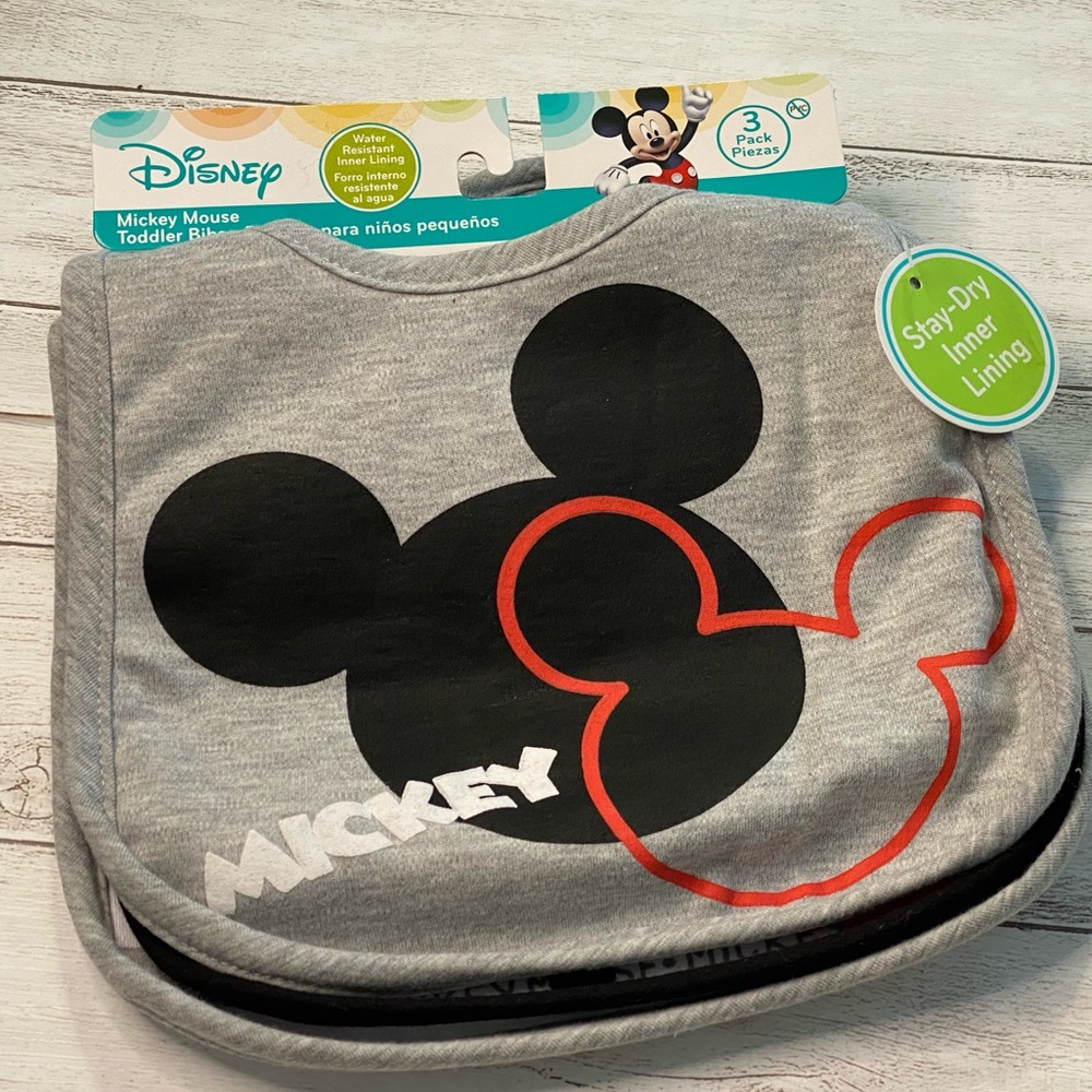Disney 3 Pack Mickey Mouse Cloth Baby Toddler Bibs